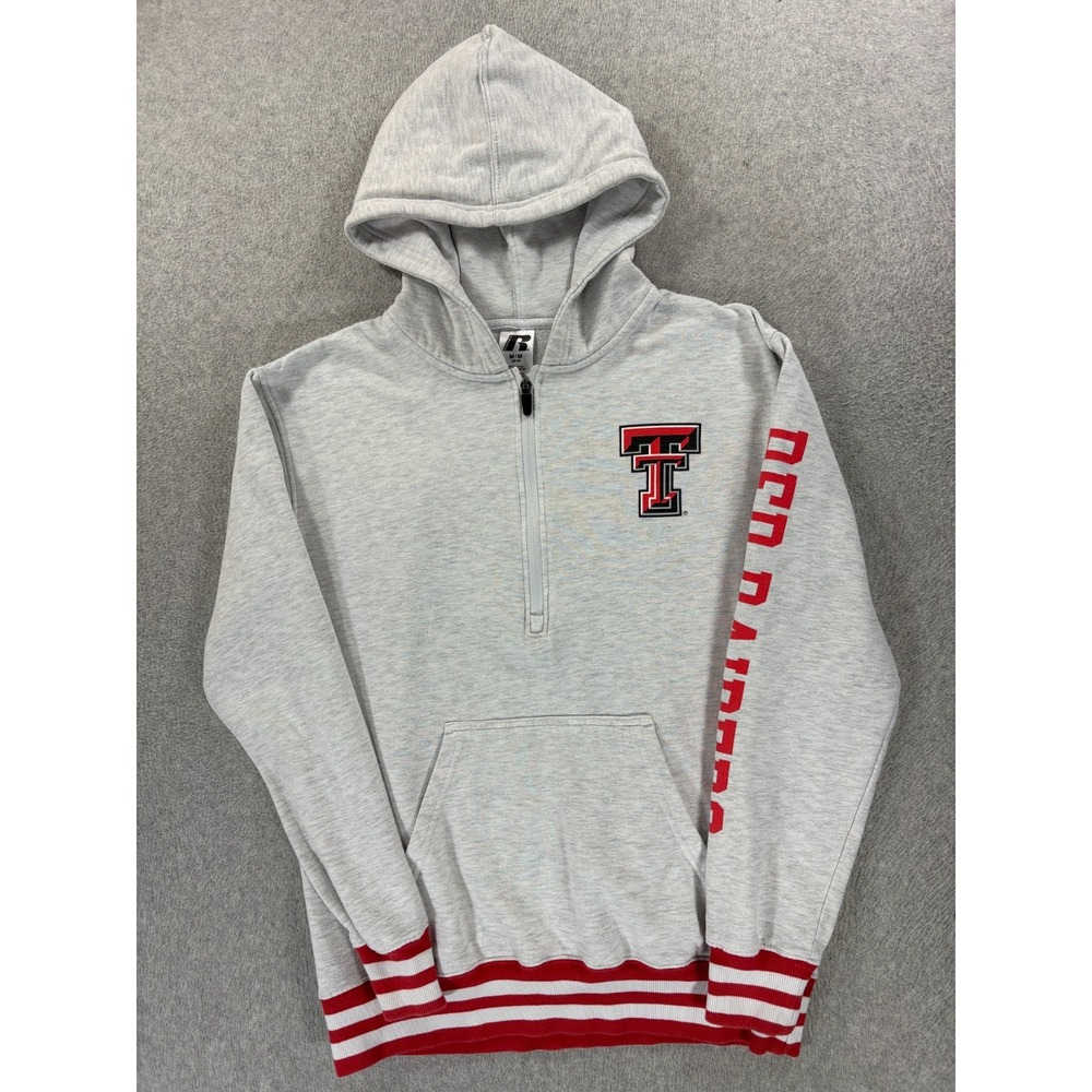 Texas Tech Red Raiders Screened Logo Campus 1/4 Zip Hoodie (Men's Medium) Gray